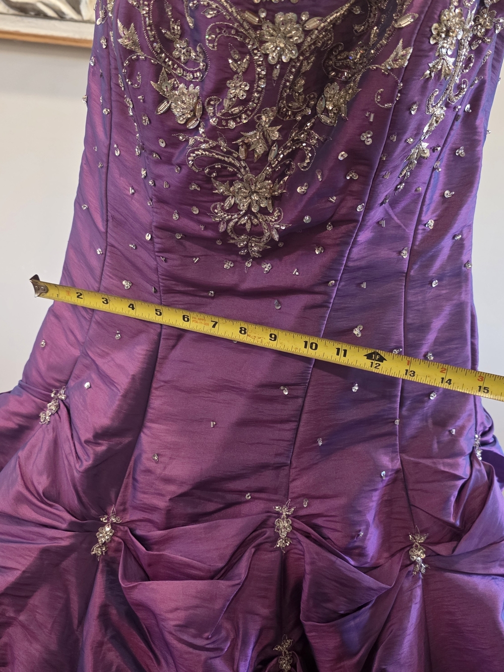 Tiffany Designs Size 14 Purple Beaded Corset Ball Gown Formal Prom/Pageant Dress - Picture 14 of 14